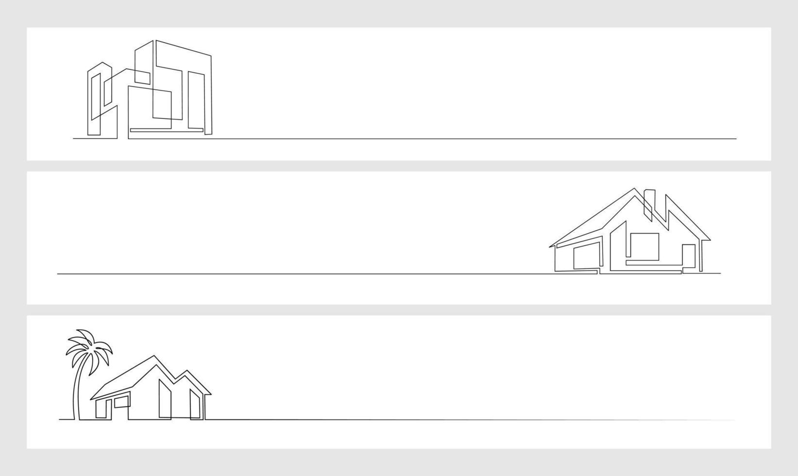 impostare il logo della casa moderna di disegno a linea continua vettore