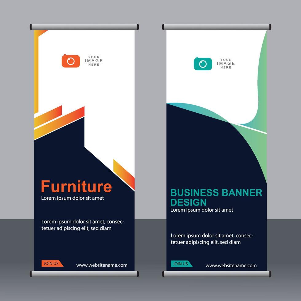 banner aziendale roll up set modello di banner standee. vettore