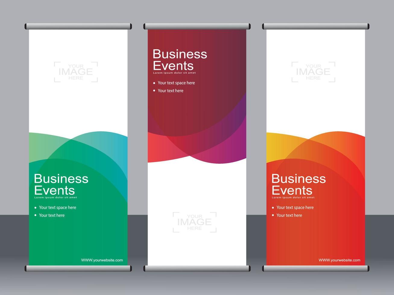 banner aziendale roll up set modello di banner standee. vettore