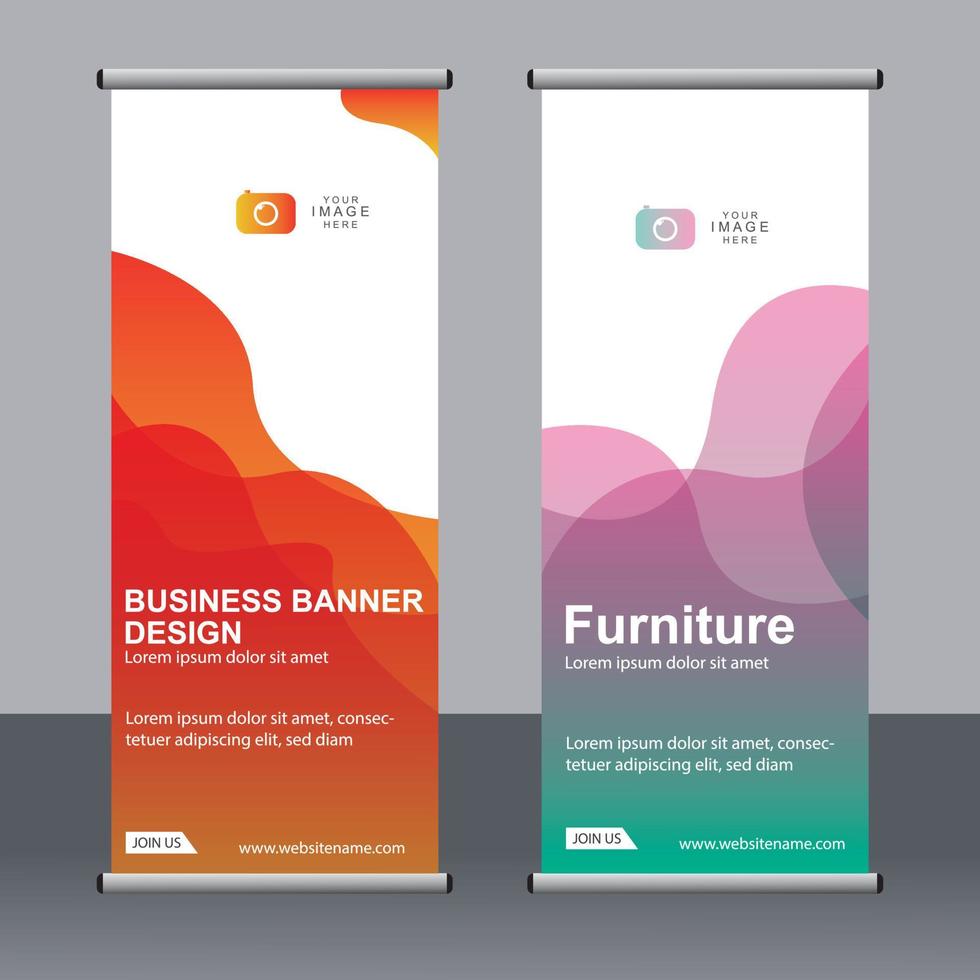 banner aziendale roll up set modello di banner standee. vettore