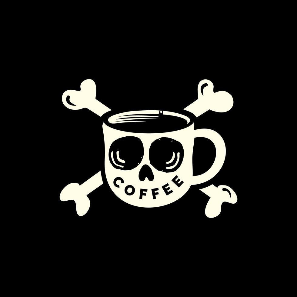 tazza di caffè teschio illustrazione, elemento di design per logo, poster, carta, banner, emblema, maglietta. illustrazione vettoriale