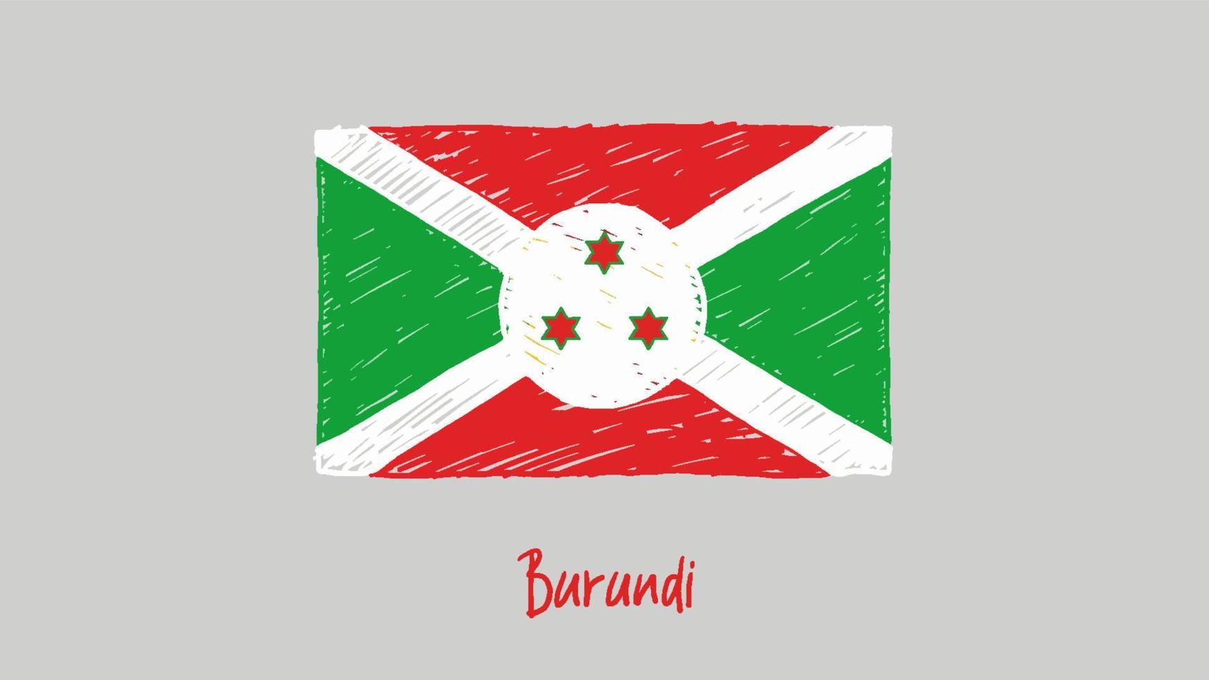 vettore di illustrazione dello schizzo della bandiera del burundi o dello schizzo a matita