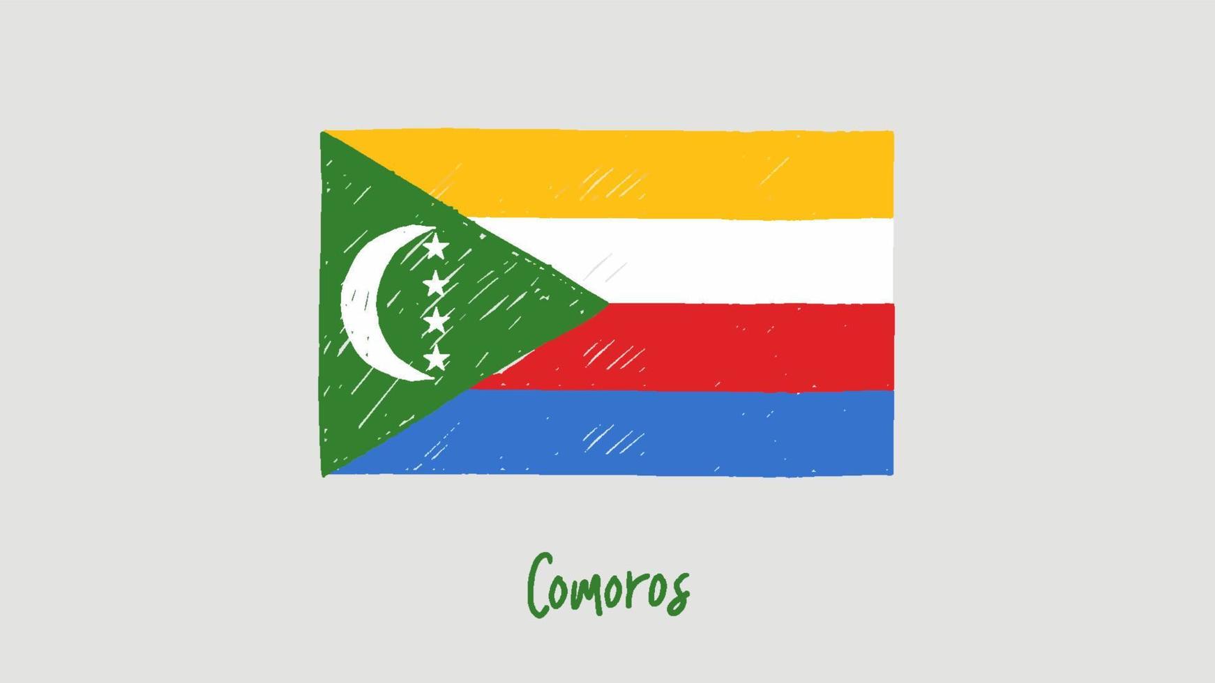 vettore di illustrazione dello schizzo della bandiera delle Comore o dello schizzo a matita