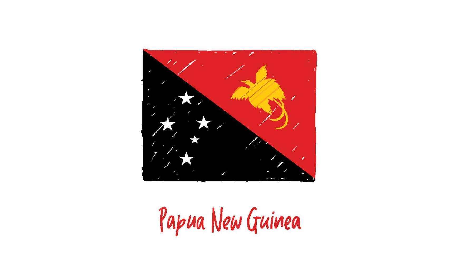 papua nuova guinea bandiera pennarello o schizzo a matita illustrazione vettore
