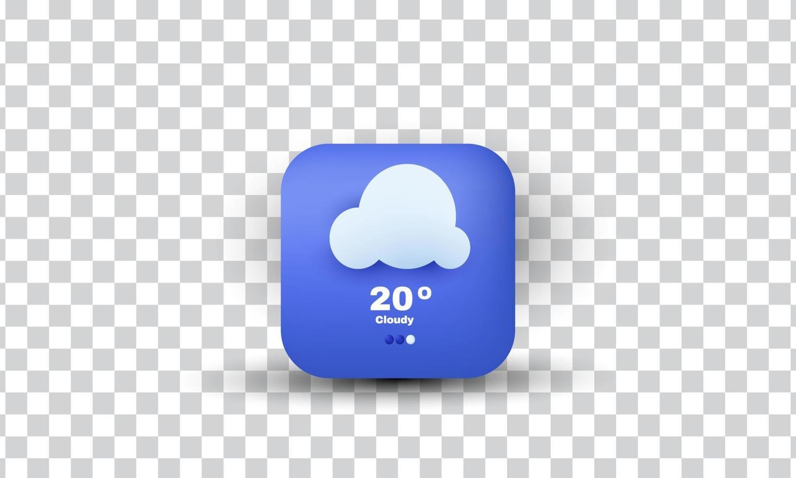 icona nuvolosa creativa unica di stile 3d isolata sopra vettore