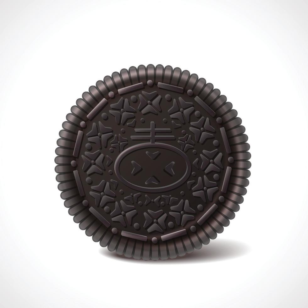 Icona vettore realistico 3d. biscotti al cioccolato vista frontale per packaging di marca. isolato su sfondo bianco.