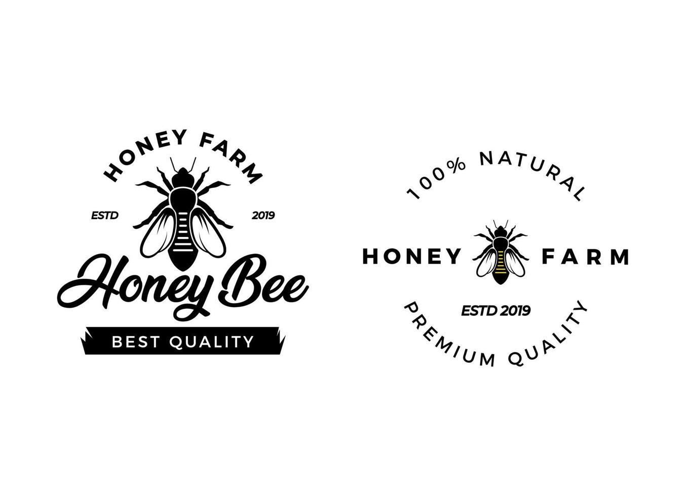 modello di progettazione del logo dell'azienda agricola e delle api del miele. vettore