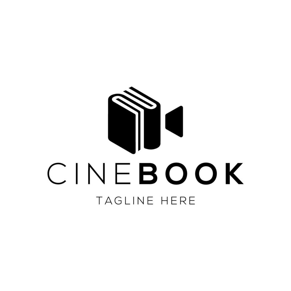 modello di progettazione del logo del libro e della pellicola con uno stile minimalista vettore