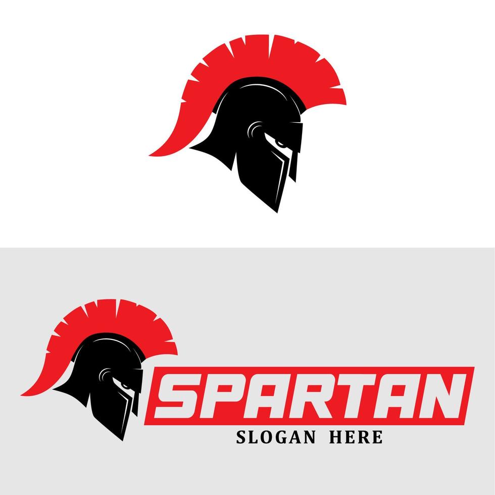 design del logo spartano. vettore di logo creativo semplice spartano con colore nero e rosso.