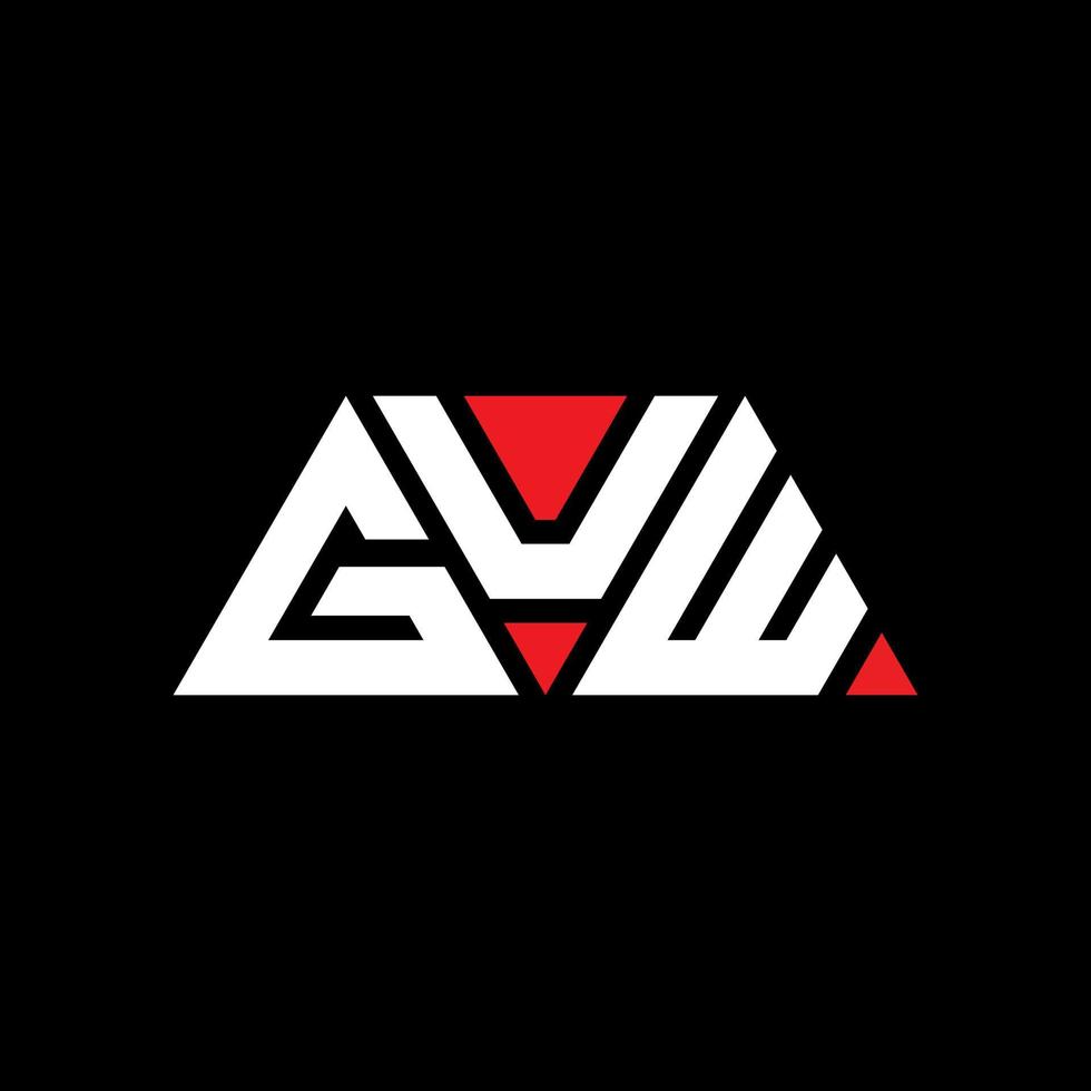 guw triangolo lettera logo design con forma triangolare. gw triangolo logo design monogramma. modello di logo vettoriale triangolo guw con colore rosso. logo triangolare guw logo semplice, elegante e lussuoso. guw