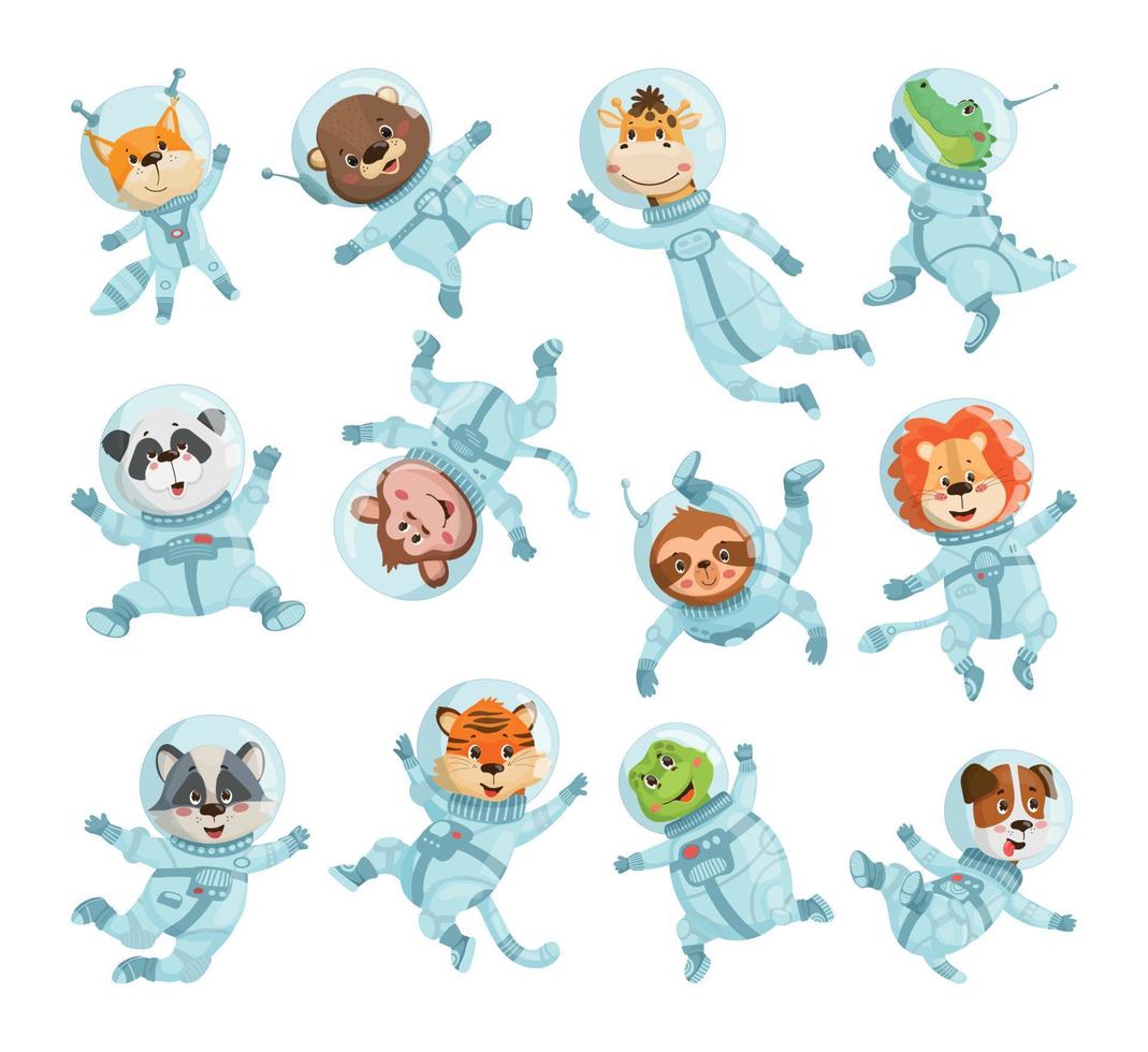 set di astronauti animali vettore