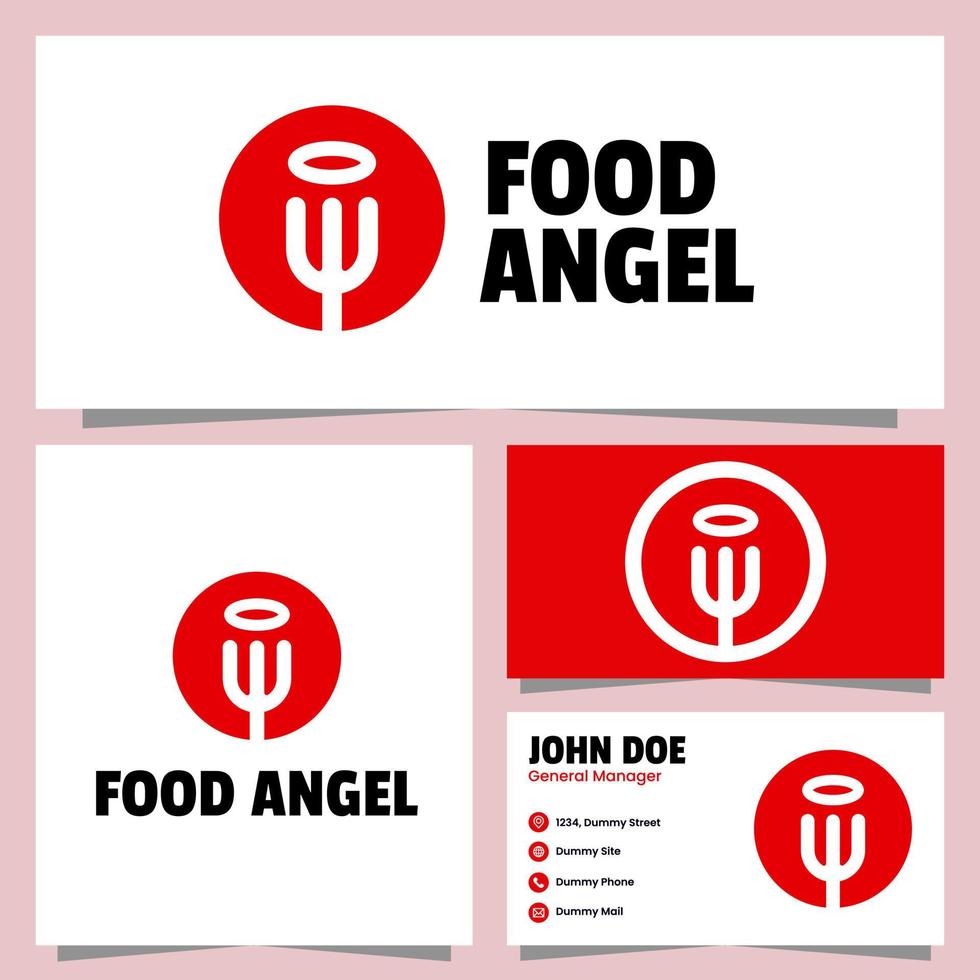 design del logo dell'angelo del cibo con modello di biglietto da visita vettore