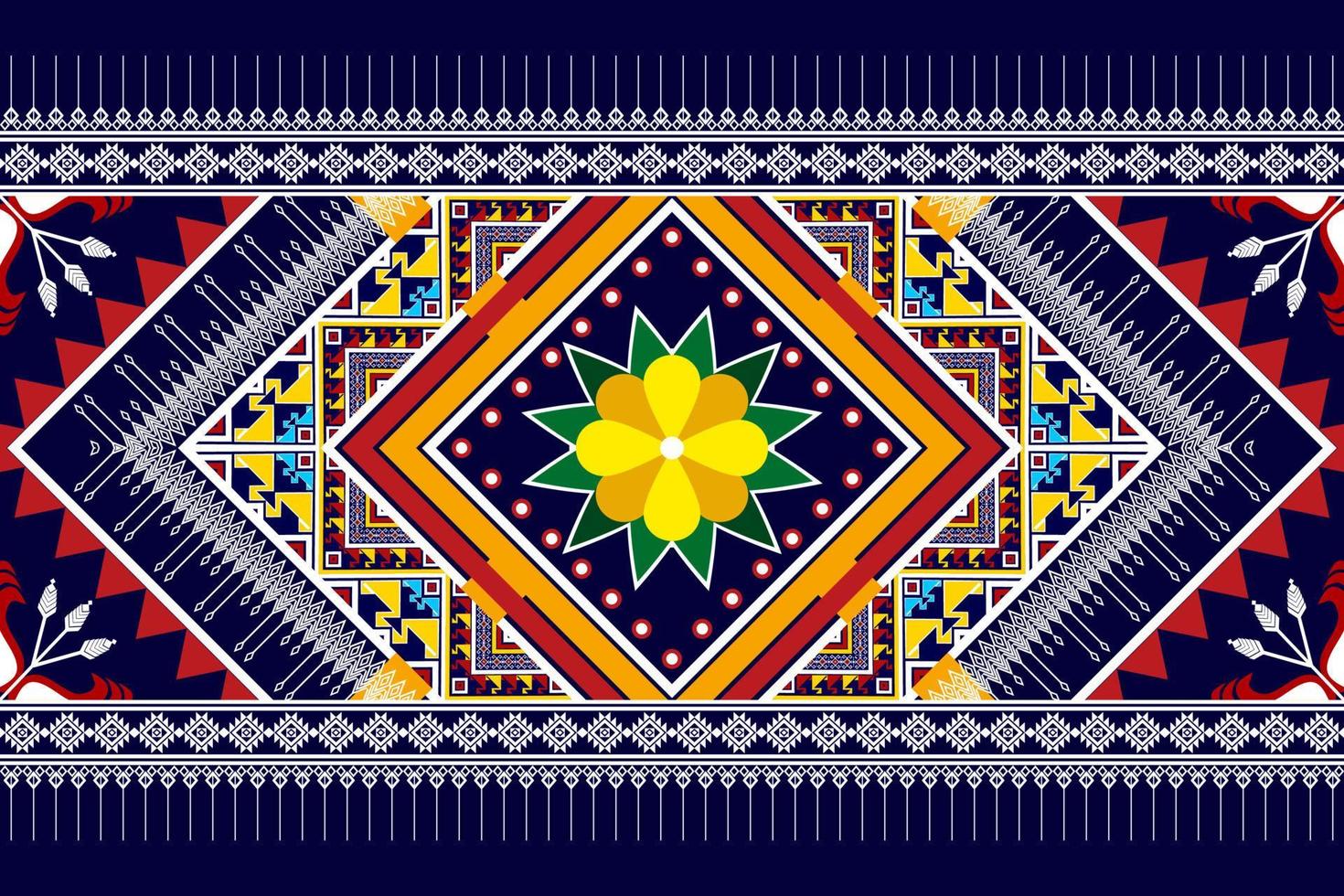 disegno etnico senza cuciture ikat. tappeto in tessuto azteco ornamenti mandala decorazioni tessili carta da parati. tribale boho nativo etnico turchia ricamo tradizionale sfondo vettoriale