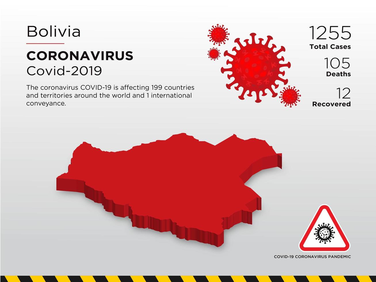 la Bolivia ha interessato la mappa del paese del coronavirus vettore