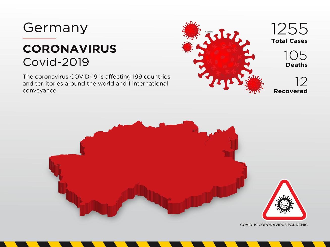 la Germania ha interessato la mappa del paese del coronavirus vettore