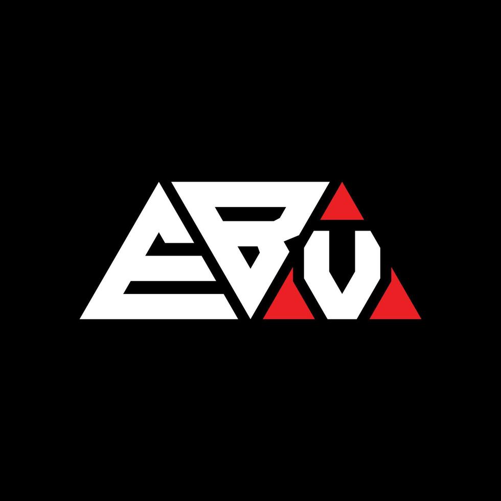 design del logo della lettera del triangolo ebv con forma triangolare. ebv triangolo logo design monogramma. modello di logo vettoriale triangolo ebv con colore rosso. logo triangolare ebv logo semplice, elegante e lussuoso. ev