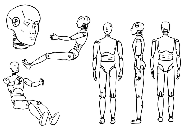 crash dummy outlines vettore