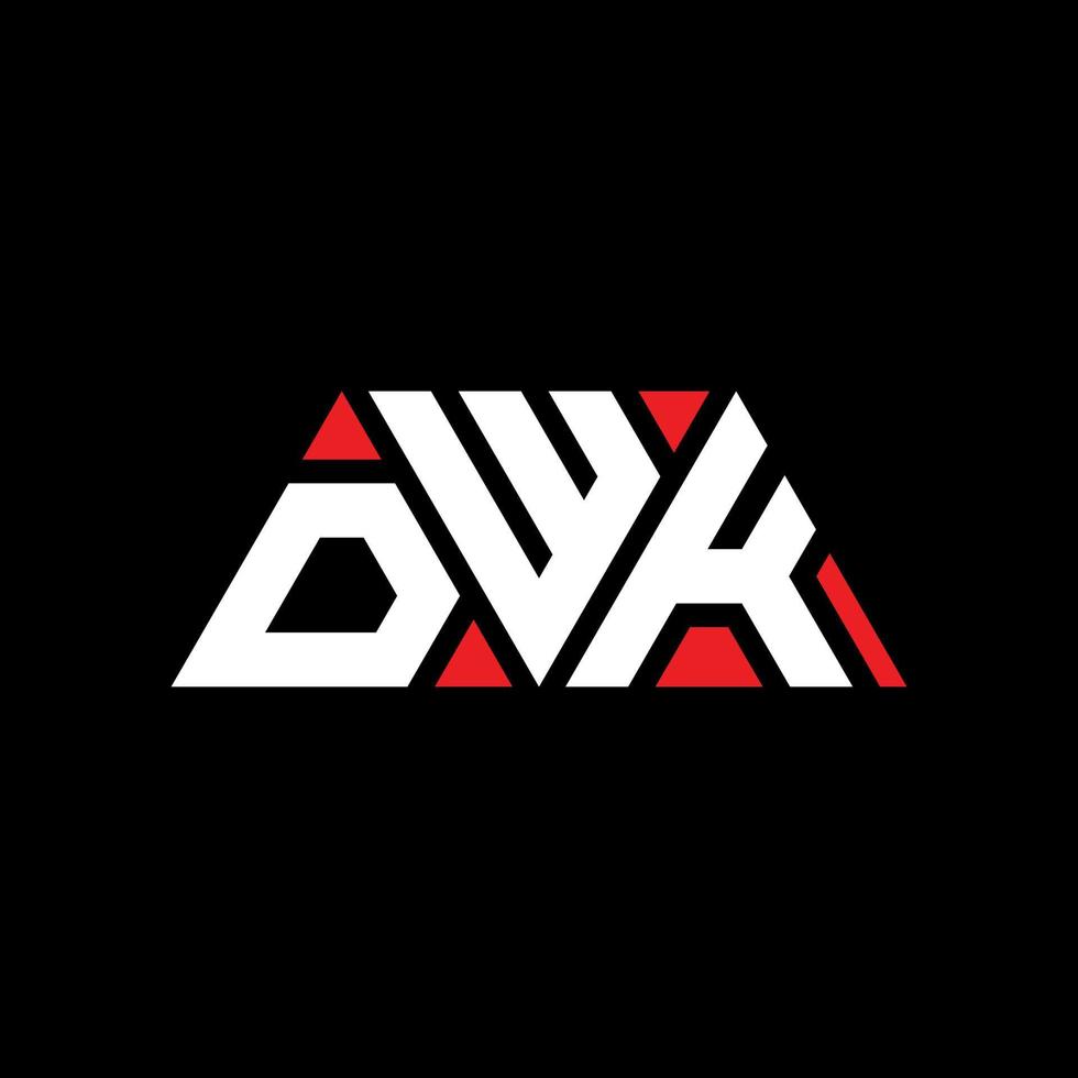 design del logo della lettera del triangolo dwk con forma triangolare. dwk triangolo logo design monogramma. modello di logo vettoriale triangolo dwk con colore rosso. logo triangolare dwk logo semplice, elegante e lussuoso. dwk