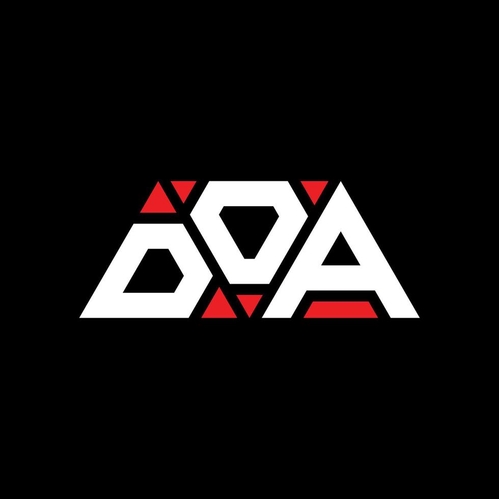 design del logo della lettera triangolare doa con forma triangolare. monogramma di design del logo del triangolo doa. modello di logo vettoriale triangolo doa con colore rosso. logo triangolare doa logo semplice, elegante e lussuoso. doa