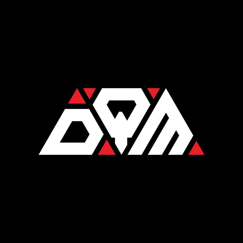 design del logo della lettera triangolare dqm con forma triangolare. dqm triangolo logo design monogramma. modello di logo vettoriale triangolo dqm con colore rosso. dqm logo triangolare logo semplice, elegante e lussuoso. mq