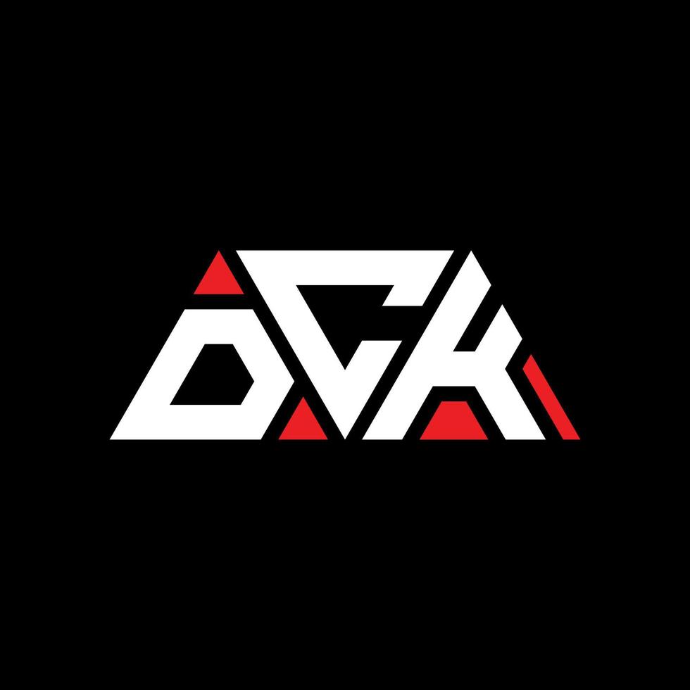 design del logo della lettera triangolo dck con forma triangolare. monogramma design logo triangolo dck. modello di logo vettoriale triangolo dck con colore rosso. dck logo triangolare logo semplice, elegante e lussuoso. dck