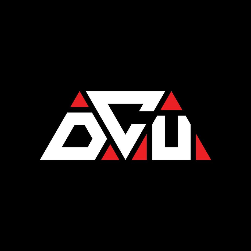 design del logo della lettera triangolare dcu con forma triangolare. monogramma di design del logo del triangolo dcu. modello di logo vettoriale triangolo dcu con colore rosso. dcu logo triangolare logo semplice, elegante e lussuoso. dcu