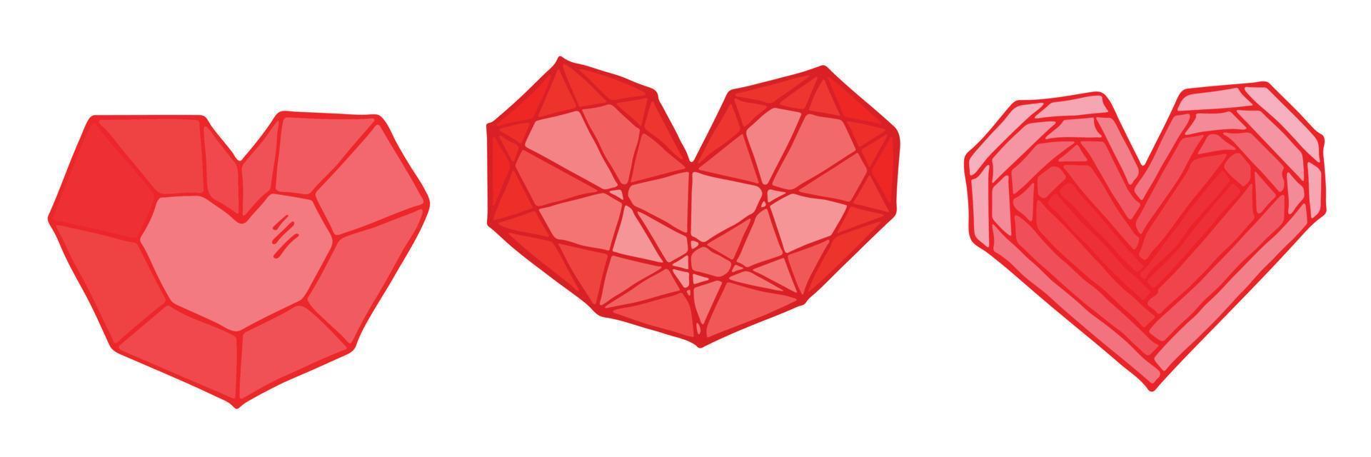 set di semplici illustrazioni a cuore disegnato a mano. carino doodle del cuore di san valentino. vettore