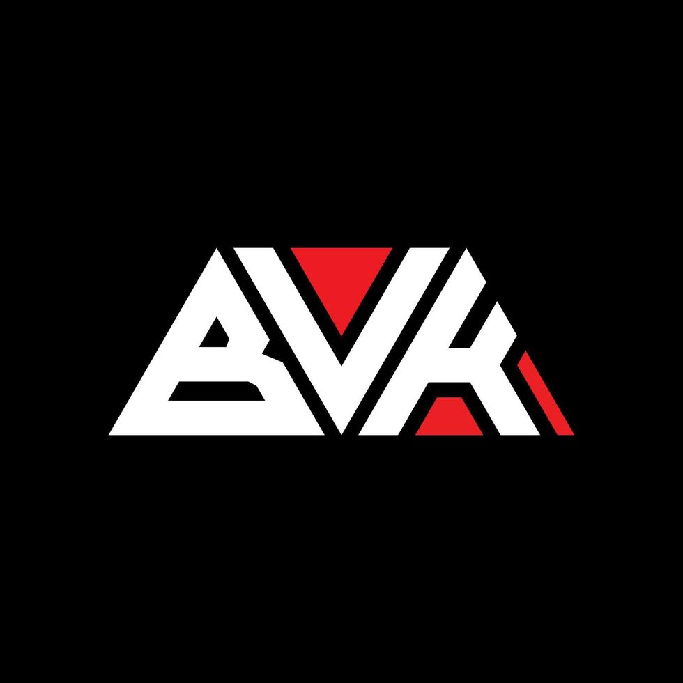 design del logo della lettera del triangolo bvk con forma triangolare. bvk triangolo logo design monogramma. modello di logo vettoriale triangolo bvk con colore rosso. logo triangolare bvk logo semplice, elegante e lussuoso. bvk