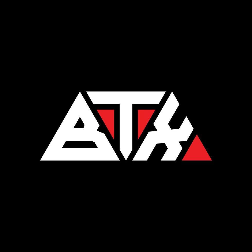 design del logo della lettera triangolare btx con forma triangolare. btx triangolo logo design monogramma. modello di logo vettoriale triangolo btx con colore rosso. logo triangolare btx logo semplice, elegante e lussuoso. btx