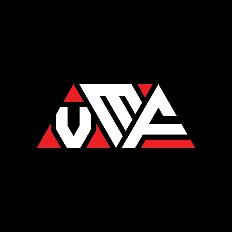 design del logo della lettera triangolare vmf con forma triangolare. monogramma di design del logo del triangolo vmf. modello di logo vettoriale triangolo vmf con colore rosso. logo triangolare vmf logo semplice, elegante e lussuoso. vmf