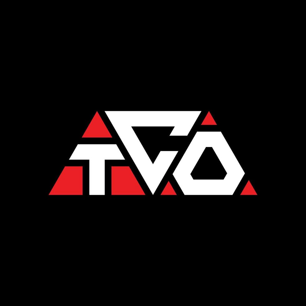 design del logo della lettera triangolare tco con forma triangolare. monogramma di design del logo del triangolo tco. modello di logo vettoriale triangolo tco con colore rosso. logo triangolare tco logo semplice, elegante e lussuoso. tco
