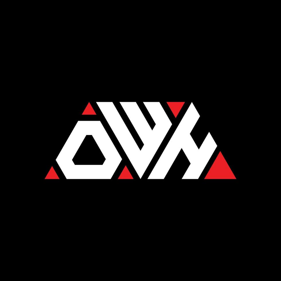 design del logo della lettera triangolare con forma triangolare. monogramma di design del logo del triangolo owh. owh modello di logo vettoriale triangolo con colore rosso. owh logo triangolare logo semplice, elegante e lussuoso. ohh