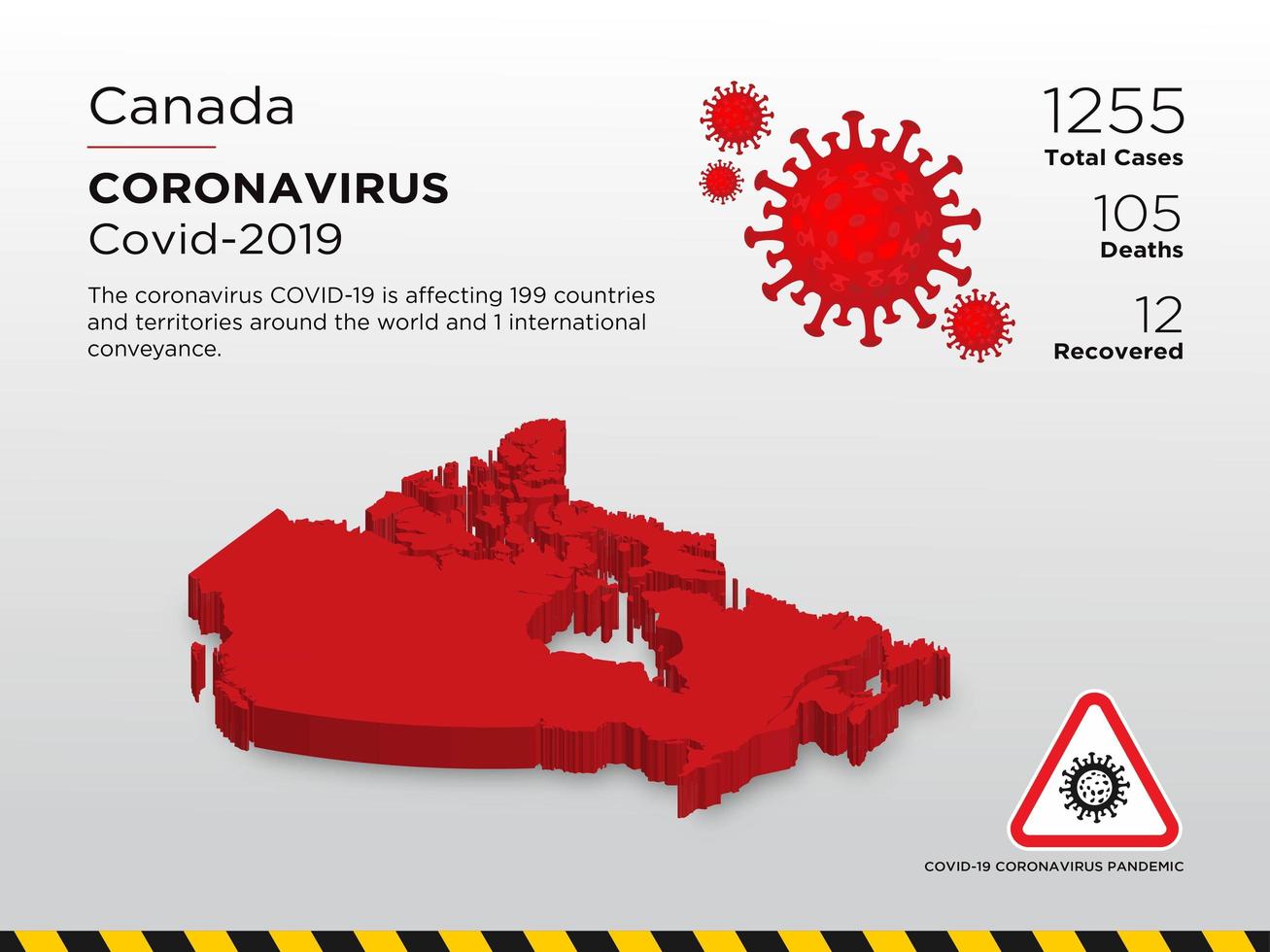 Canada ha interessato la mappa del paese della diffusione del coronavirus vettore