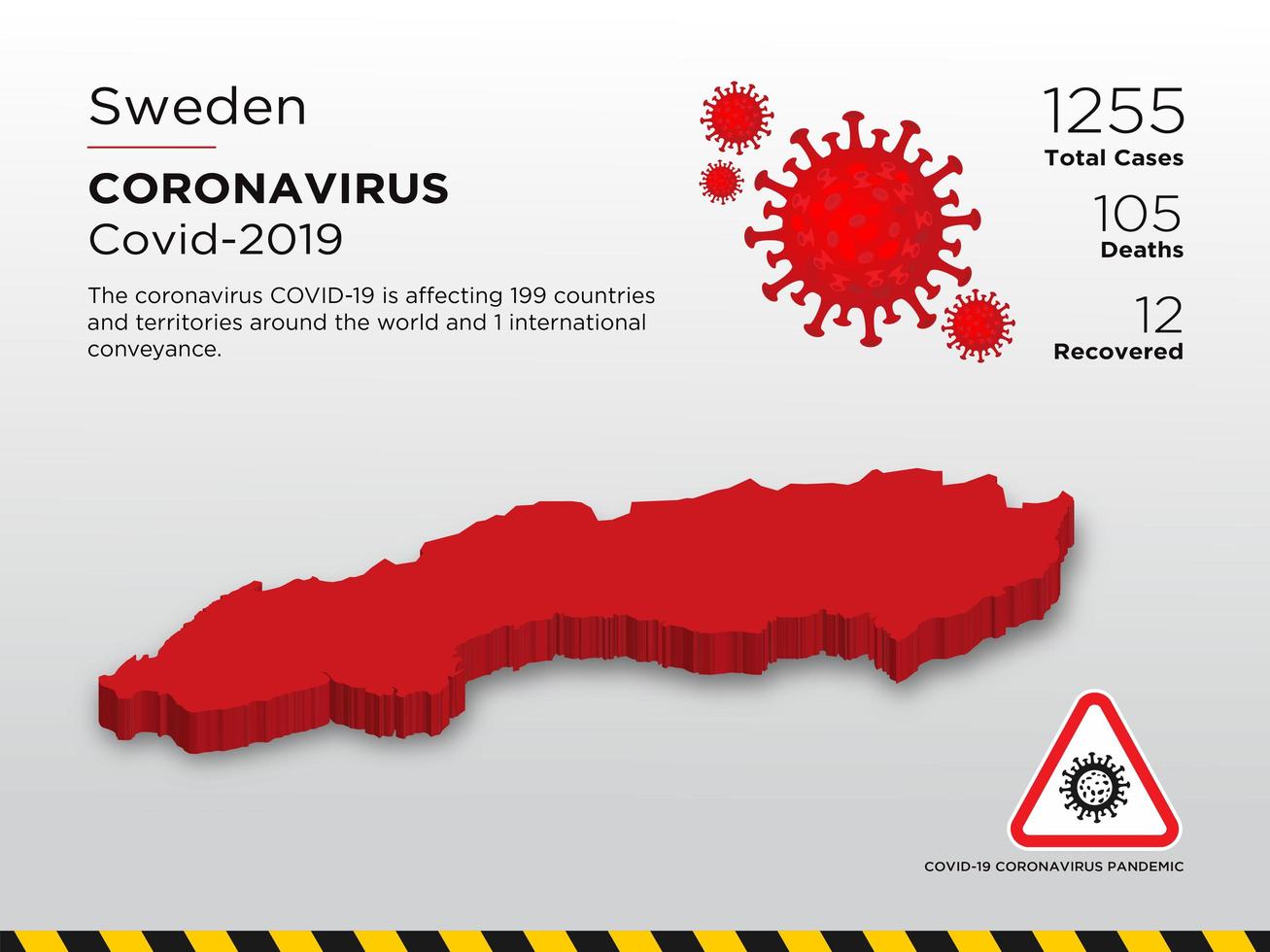 Svezia Mappa del paese interessato della diffusione del coronavirus vettore