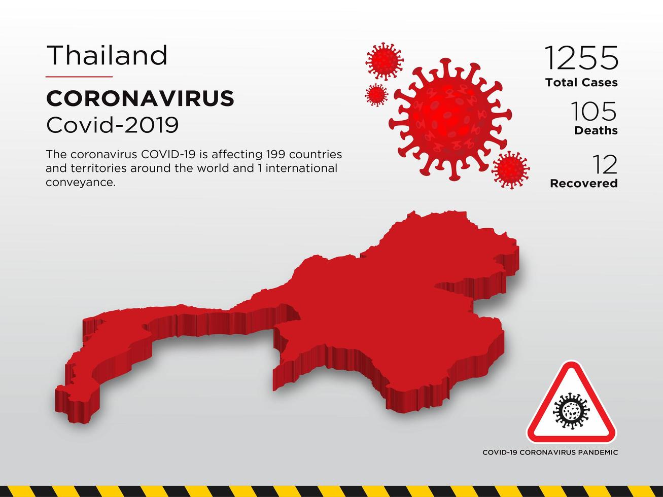 la Tailandia ha interessato la mappa del paese della diffusione del coronavirus vettore