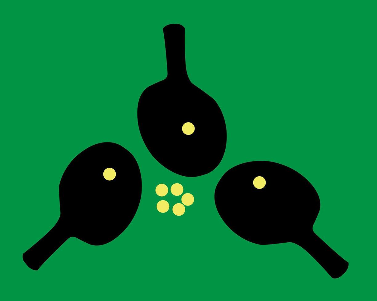 racchette da tennis, palline da tennis su sfondo verde vettore