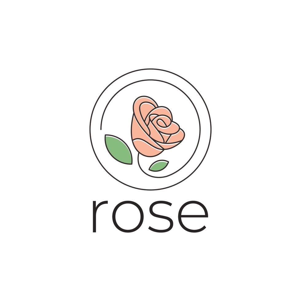 cerchio di fiori di rosa con logo moderno e minimalista vettore