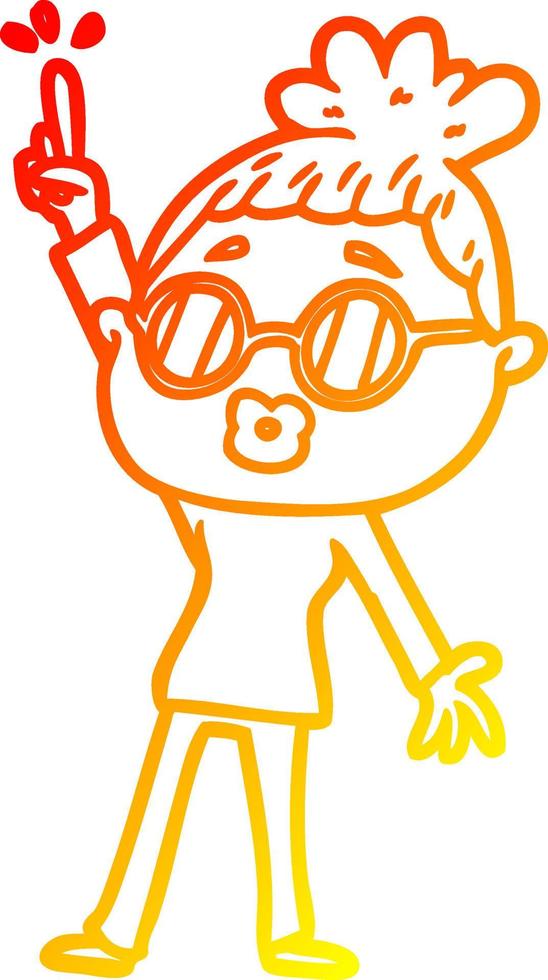 caldo gradiente disegno cartone animato donna che balla con gli occhiali vettore