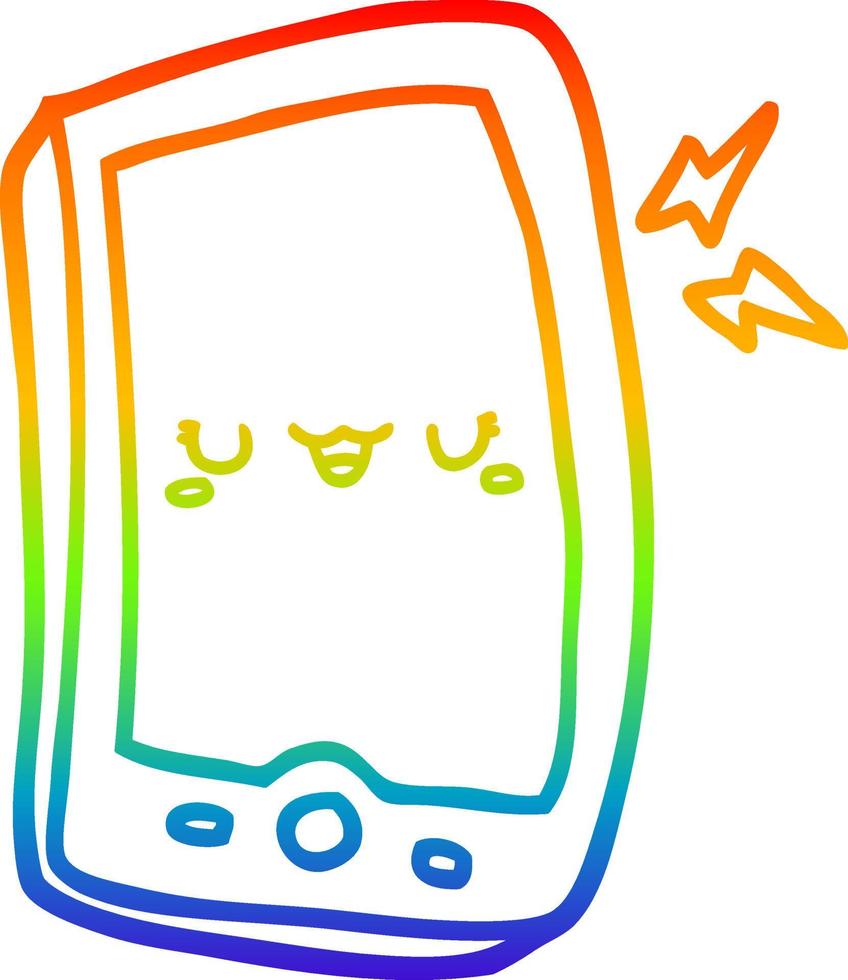 arcobaleno gradiente linea disegno simpatico cartone animato cellulare vettore