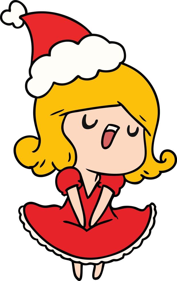 cartone animato di natale della ragazza kawaii vettore