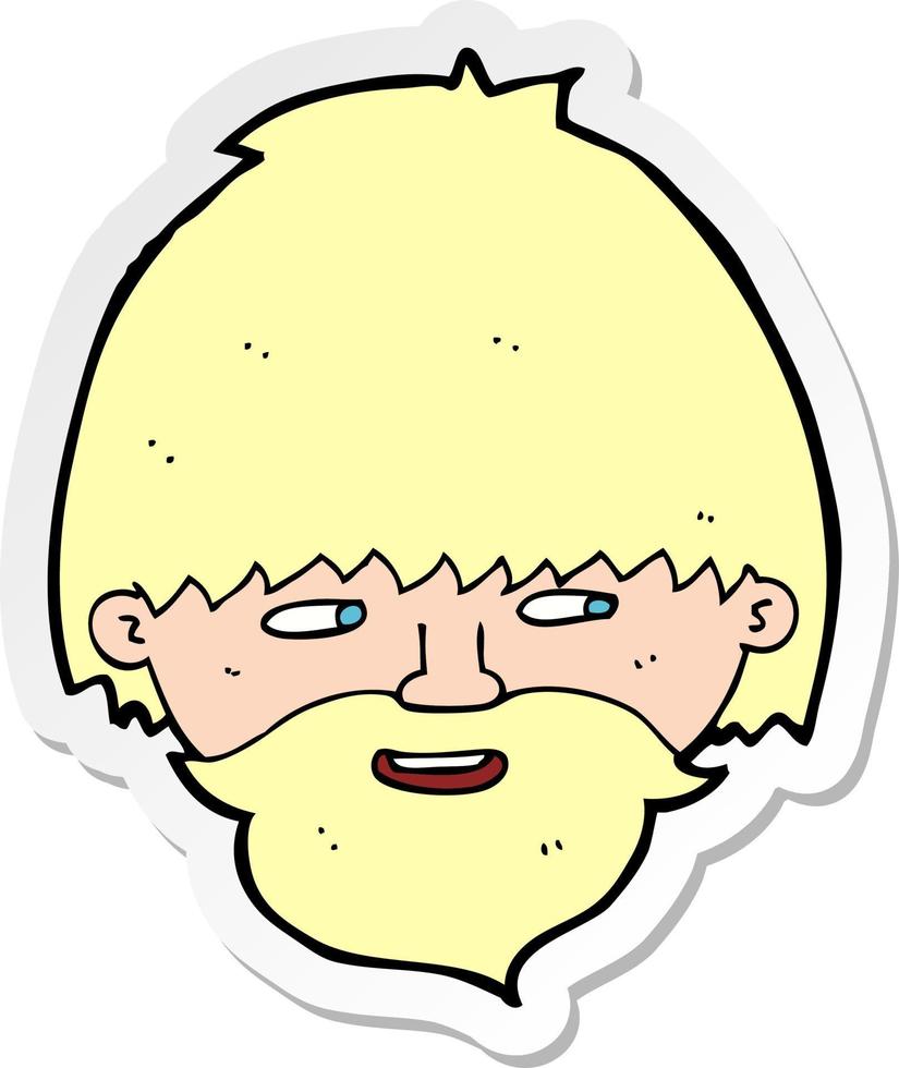 adesivo di un uomo barbuto cartone animato vettore