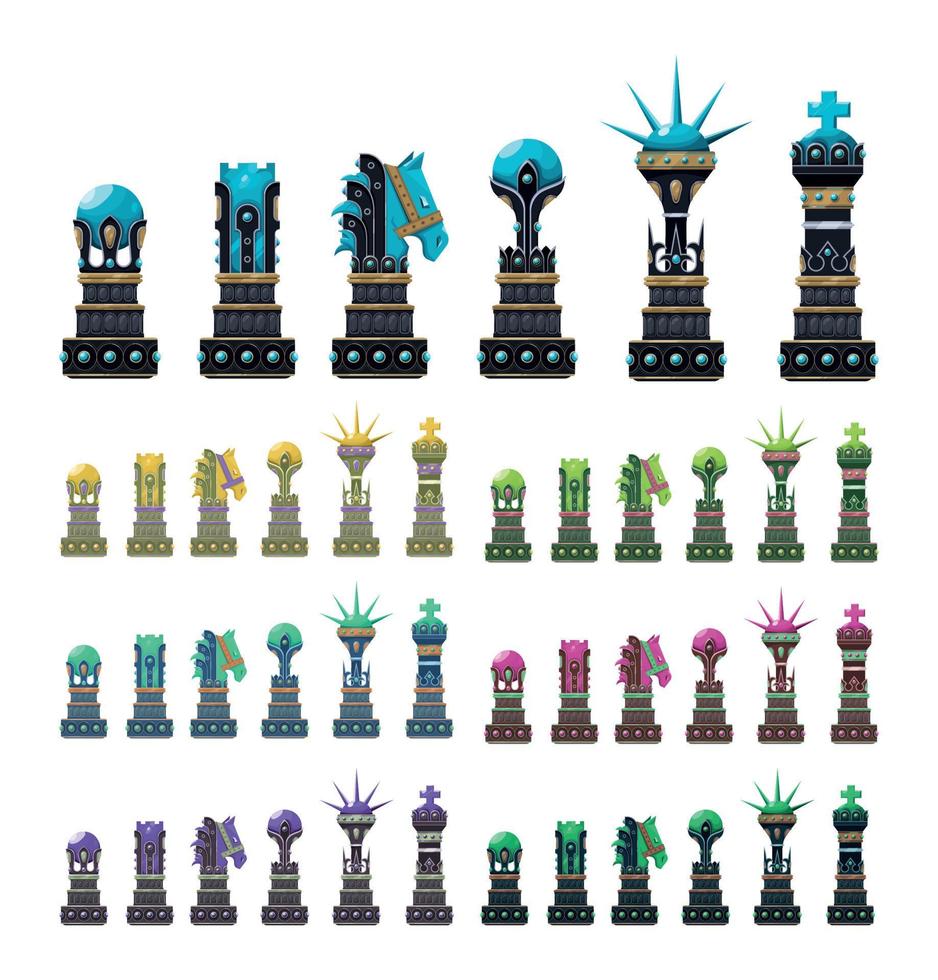 collezione di pezzi degli scacchi babilonesi vettore
