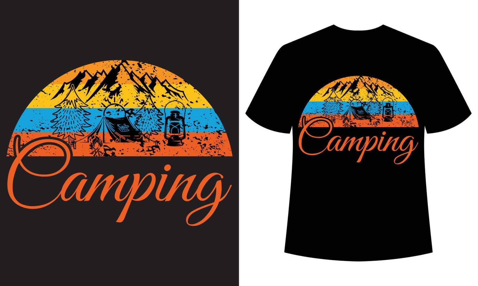 campeggio colorato t-shirt disegno vettoriale