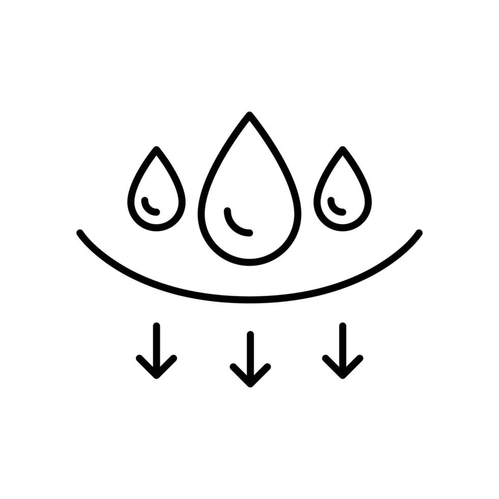 icona di assorbimento. stile di contorno semplice. panno assorbente acqua e liquidi. disegno di illustrazione vettoriale a linea sottile isolato su sfondo bianco. eps 10.