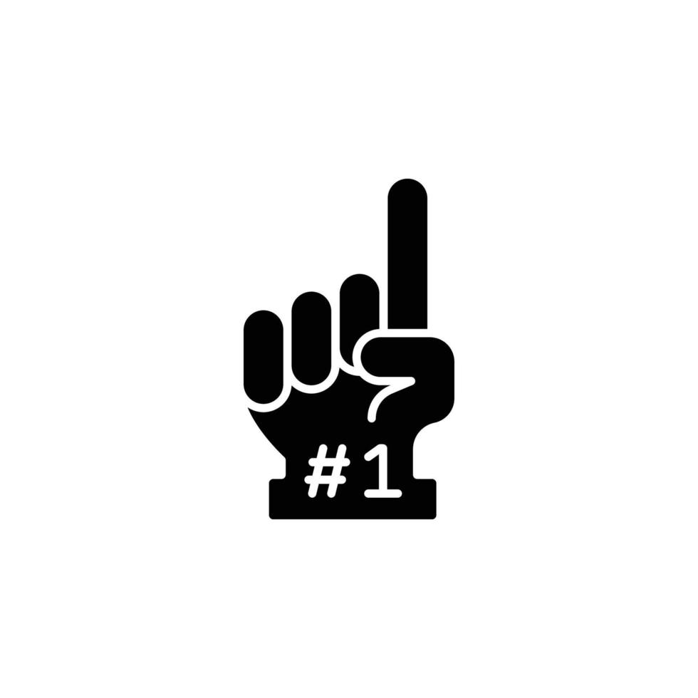 icona del guanto in schiuma numero 1. stile semplice e solido. mano con logo fan con il dito in alto. illustrazione vettoriale glifo isolata su sfondo bianco. eps 10.