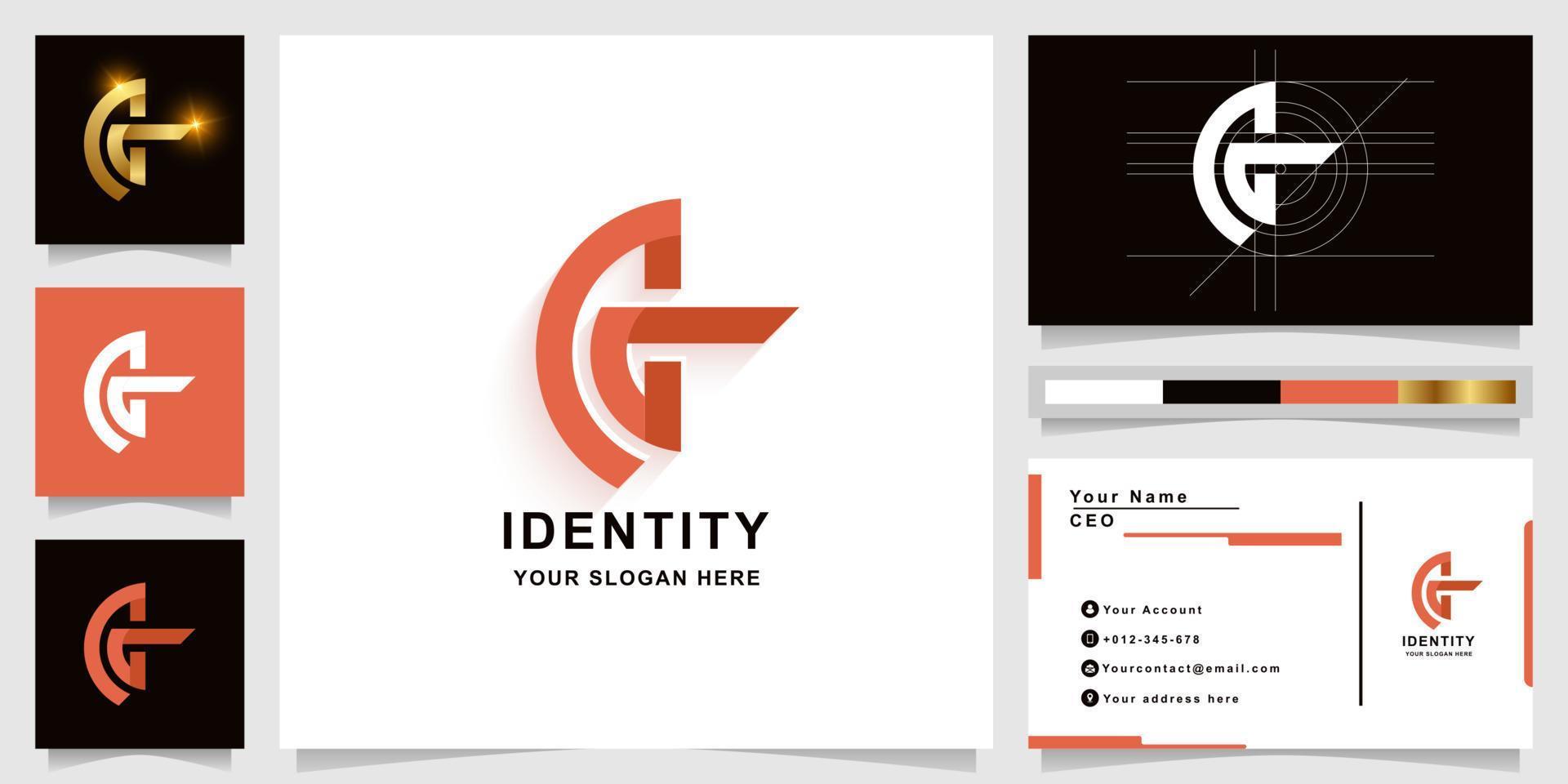 modello di logo monogramma lettera ag o cg con design biglietto da visita vettore