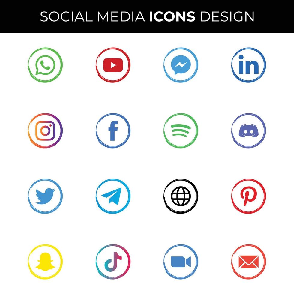 set di icone social media vettore