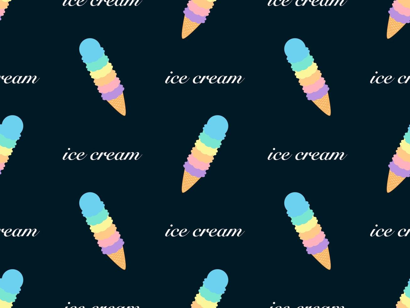 modello senza cuciture del personaggio dei cartoni animati del gelato su fondo blu. stile pixel vettore