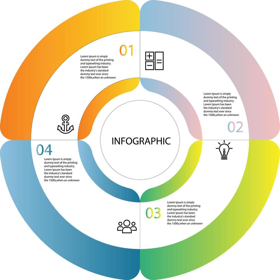 elementi astratti infografica cerchio forma dati vettore modello processo concetto passo per strategia e formazione informativa