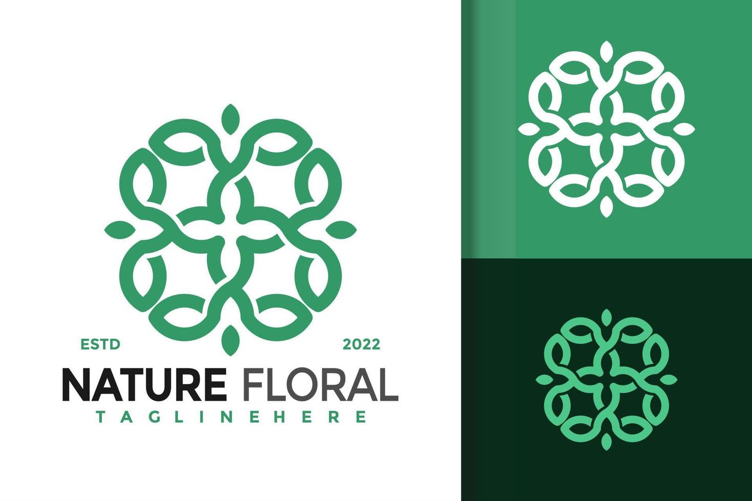 disegno del logo della foglia floreale della natura, vettore dei loghi dell'identità del marchio, logo moderno, modello di illustrazione vettoriale dei disegni del logo